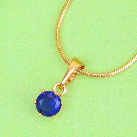 "Tiny Blue Stone Pendant in Rose Gold Setting, XPPT1573 - Picture 1 of 12
